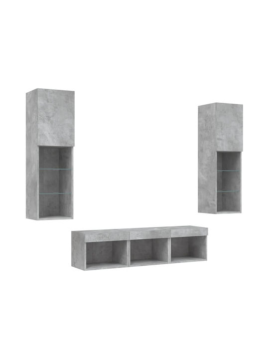 Wohnzimmer TV-Einheit Grey mit Beleuchtung L120xB30xH150cm