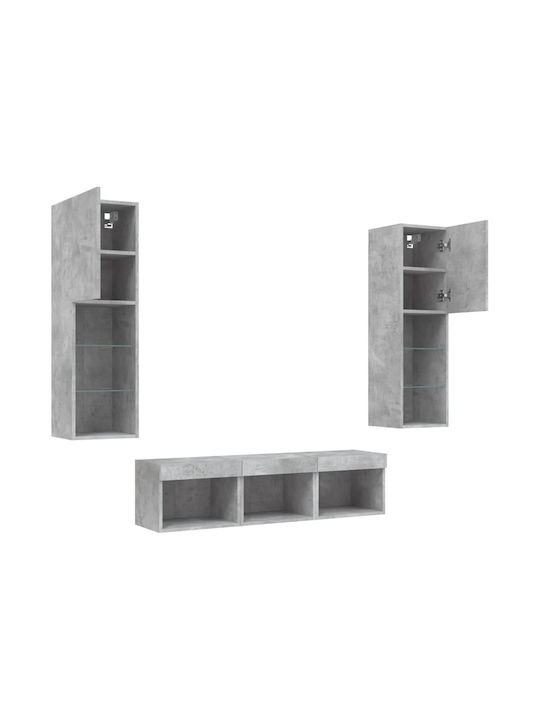 Wohnzimmer TV-Einheit Grey mit Beleuchtung L120xB30xH150cm