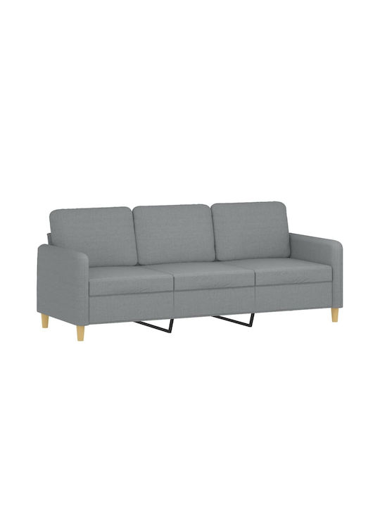 Canapea Cu Trei Locuri Gri Deschis Cu Perne Decorative 198x77x80cm