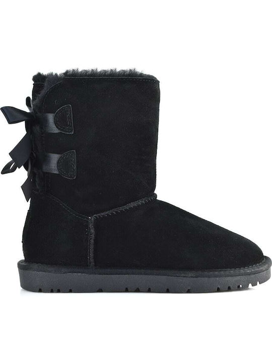 Kelara Women's Suede Boots with Fur Black