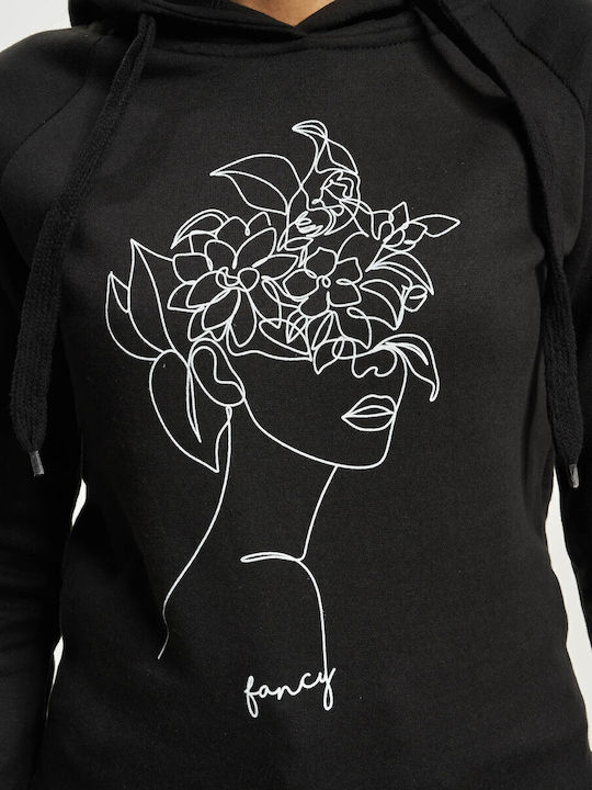 Ladies Damen Sweatshirt Kapuzen Schwarz