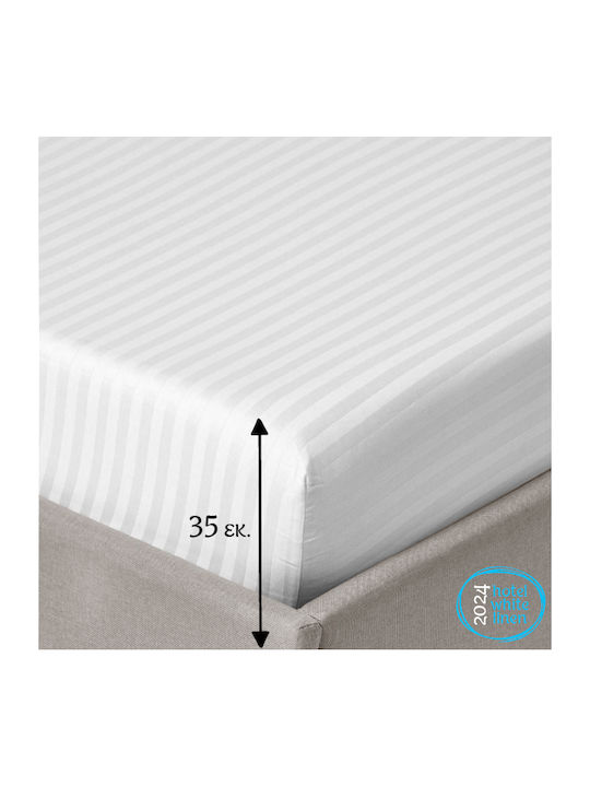 Isadore Lorraine Sheet for Single Bed with Elastic 100x200+30cm. Riga White