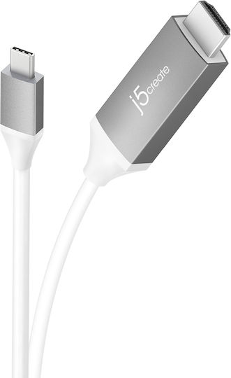 J5 Create HDMI 2.0 Премиум Висока Скорост 4K 60Hz HDR Кабел HDMI Мъжки - USB-C Мъжки 1.8м Бял