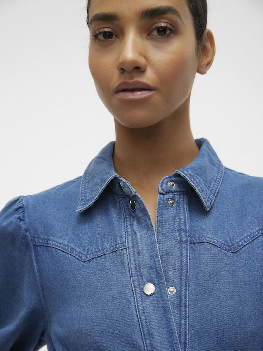 Midi Shirt Dress Dress Medium Blue Denim
