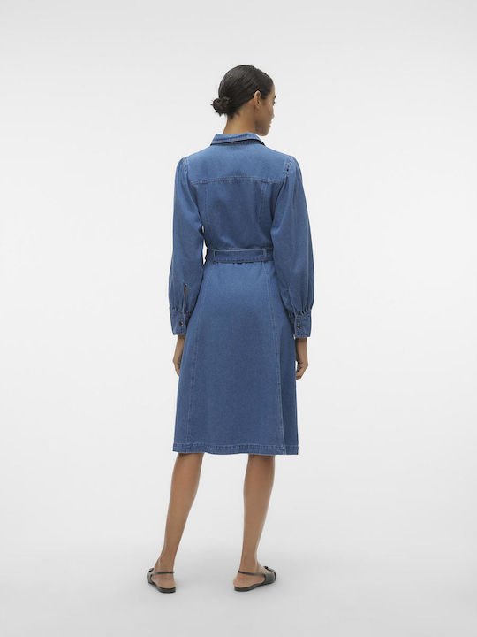 Midi Shirt Dress Dress Medium Blue Denim