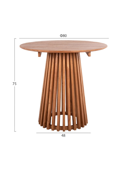 Round Table Dining Room from Solid Wood Natural 80x80x75cm