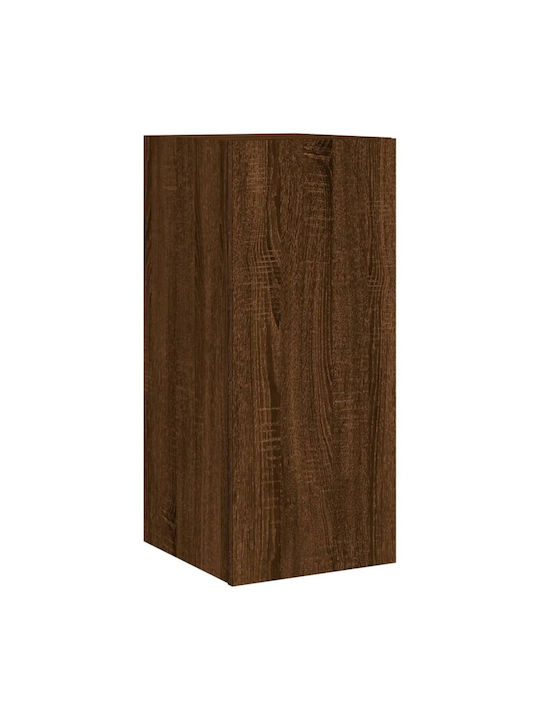 Wand Wohnzimmer Vitrine aus Spanplatte mit Glas & Beleuchtung Brown Oak 30.5x35x70cm