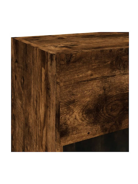 Wall Living Room Display Cabinet made of Particleboard with Glass & Lighting Smoky Oak 40x30x60.5cm
