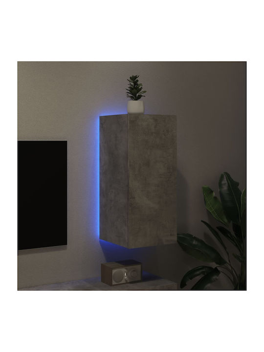 Wand Wohnzimmer Vitrine aus Spanplatte mit Glas & Beleuchtung Grey 30.5x35x70cm