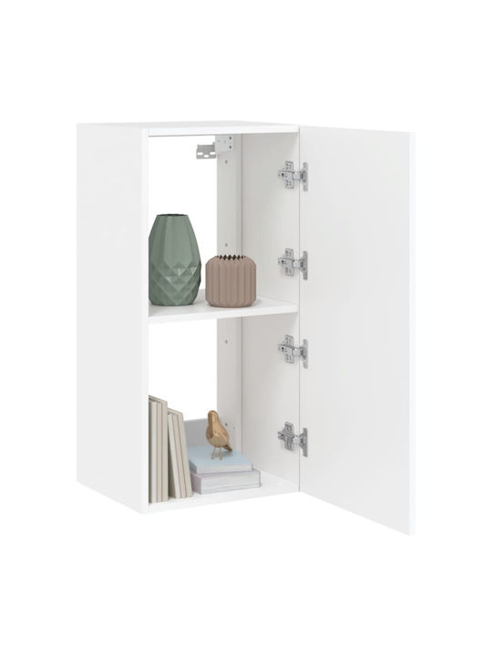 Wall Living Room Display Cabinet made of Particleboard with Glass & Lighting White 40.5x35x80cm