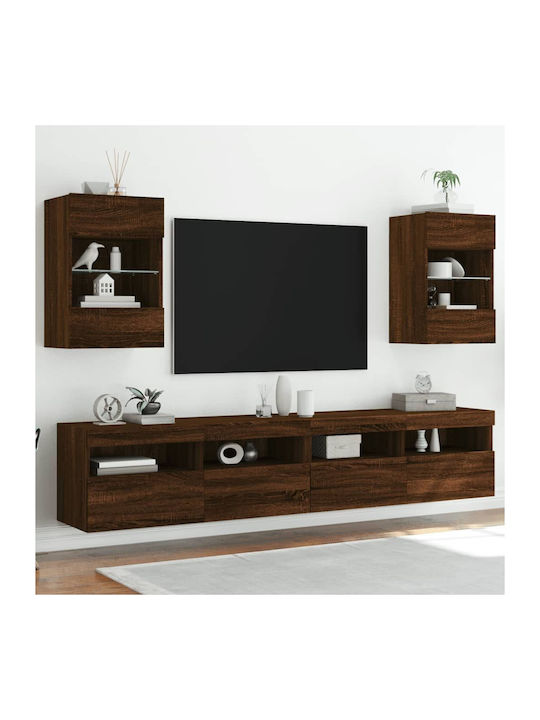 Wand Wohnzimmer Vitrine aus Spanplatte mit Glas & Beleuchtung Coffee 40x30x60.5cm