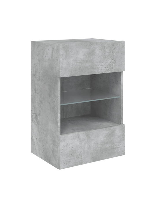 Wand Wohnzimmer Vitrine aus Spanplatte mit Glas & Beleuchtung Grey 40x30x60.5cm