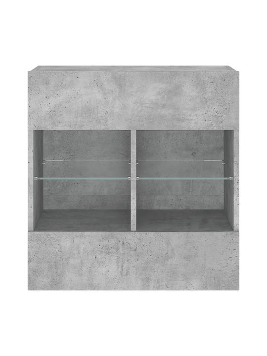 Wand Wohnzimmer Vitrine aus Spanplatte mit Glas & Beleuchtung Grey 58.5x30x60.5cm