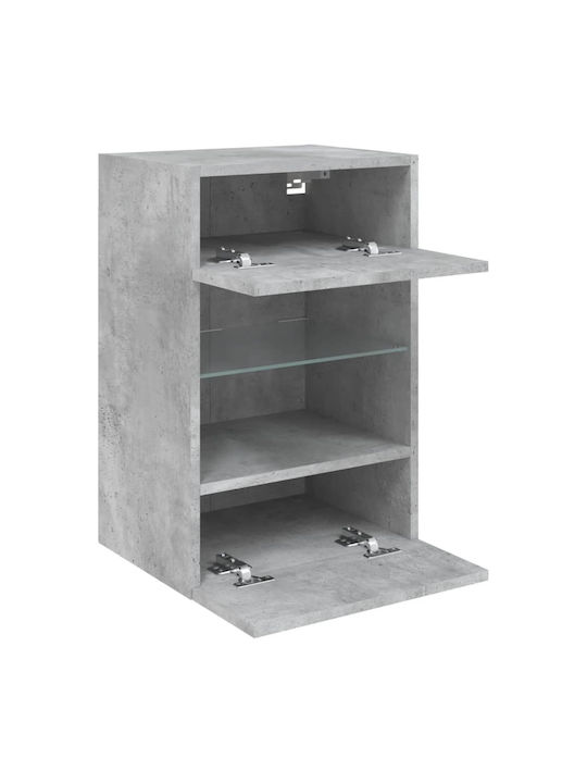 Wand Wohnzimmer Vitrine aus Spanplatte mit Glas & Beleuchtung Grey 40x30x60.5cm