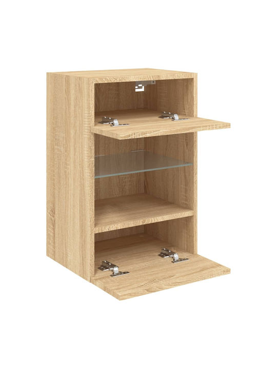 Wall Living Room Display Cabinet made of Particleboard with Glass & Lighting Sonoma Oak 40x30x60.5cm