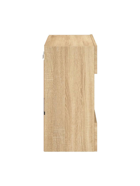 Wall Living Room Display Cabinet made of Particleboard with Glass & Lighting Sonoma Oak 58.5x30x60.5cm