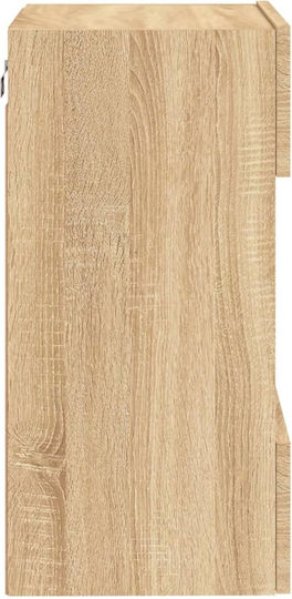 Wall Living Room Display Cabinet made of Particleboard with Glass & Lighting Sonoma Oak 40x30x60.5cm