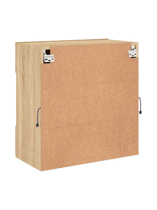 Wall Living Room Display Cabinet made of Particleboard with Glass & Lighting Sonoma Oak 58.5x30x60.5cm