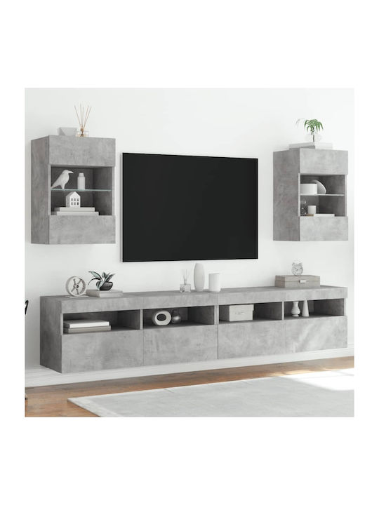 Wand Wohnzimmer Vitrine aus Spanplatte mit Glas & Beleuchtung Grey 40x30x60.5cm