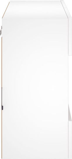Hängevitrine fürs Wohnzimmer aus Spanplatte Weiß mit Glas & LED-Beleuchtung 78,5x30x60,5 cm