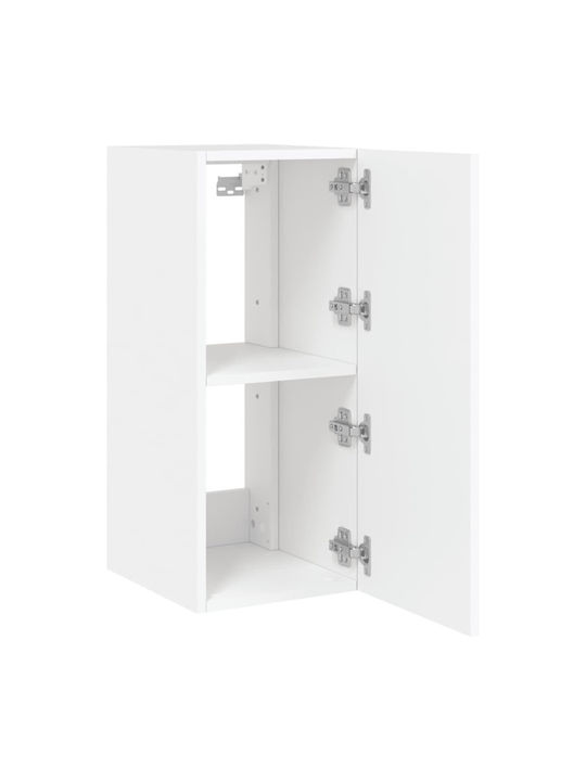Wall Living Room Display Cabinet made of Particleboard with Glass & Lighting White 30.5x35x70cm
