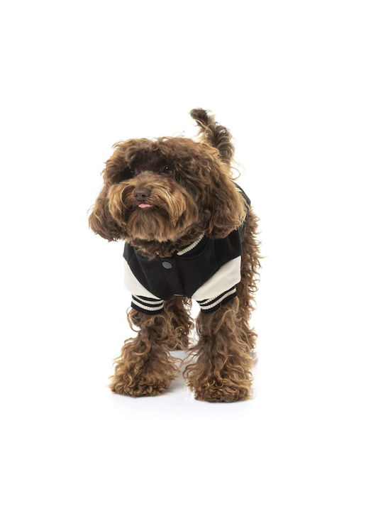 Fuzzyard Letterman Black Dog Coat Small with 26cm Back Length