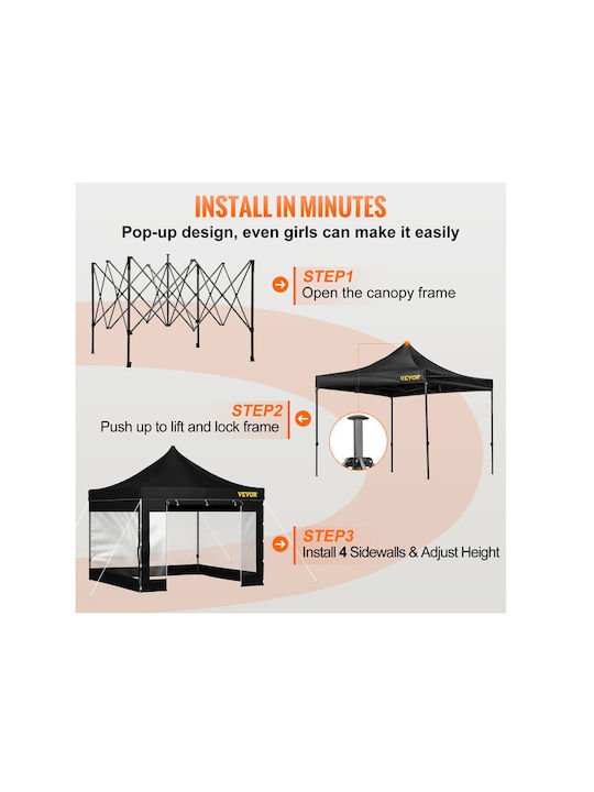 Vevor Vevor Garden Freestanding Gazebo Black 3x3cm