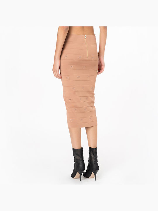 Pinko High Waist Maxi Skirt in Beige color