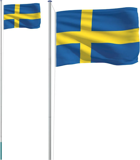 Flag of Sweden Polyester with a stake 6.23 m. from Aluminum