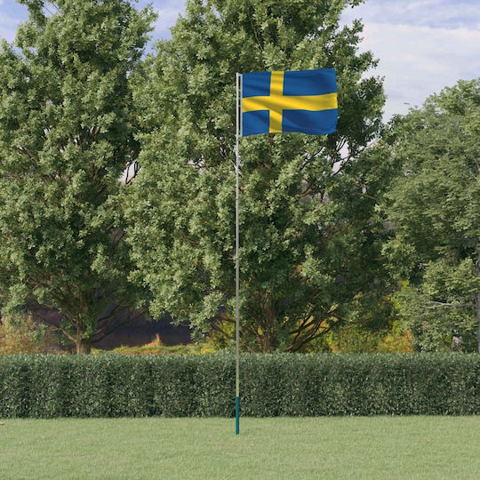 Flag of Sweden Polyester with a stake 5.55 m. made of Aluminum