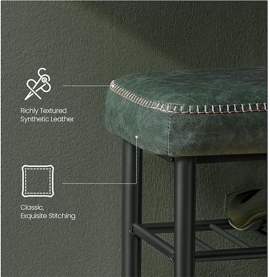 Metalică Suport pentru pantofi cu 2 Rafturi Verde L80xW30xH50cm