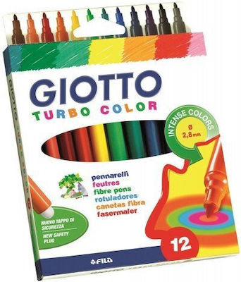 Giotto Turbo Drawing Markers Thin Set 12 Colors