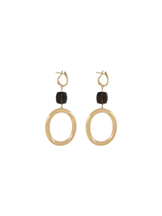 Oro Fino Earrings Pendants made of Gold 14K with Stones