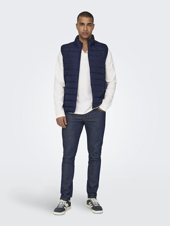 Αμάνικο Μπουφάν Puffer Navy Μπλε