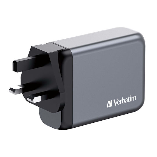 Verbatim Φορτιστής Χωρίς Καλώδιο GaN με Θύρα USB-A και 3 Θύρες USB-C 100W Power Delivery / Quick Charge 3.0 Γκρι (GNC-100)