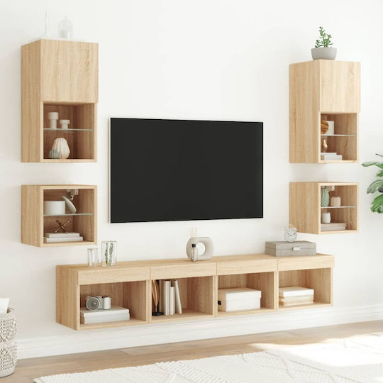 Living Room TV Unit with Lighting Coffee L160xW30xH120cm