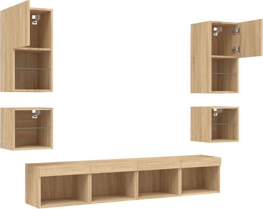 Living Room TV Unit with Lighting Coffee L160xW30xH120cm