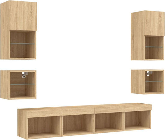 Living Room TV Unit with Lighting Coffee L160xW30xH120cm