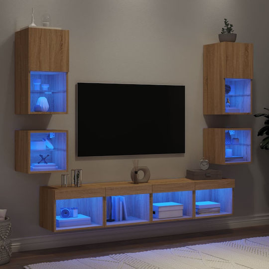 Living Room TV Unit with Lighting Coffee L160xW30xH120cm