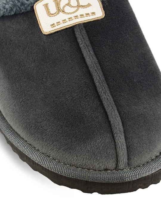 Soulis Shoes Men's Slippers with Fur Gray