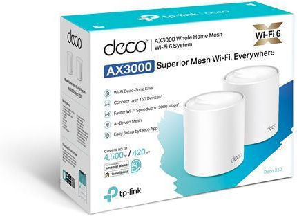 TP-LINK Deco X50 v1.2 WiFi Mesh Network Access Point Wi‑Fi 6 Dual Band (2.4 & 5GHz) in Double Kit