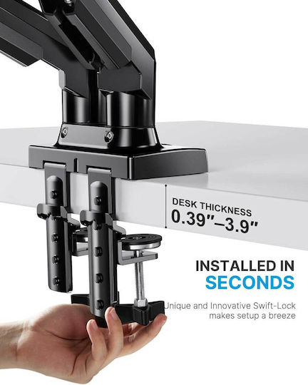 Huanuo HNDS6-E Stand Desk Mounted for 2 Monitors up to 27" with Arm