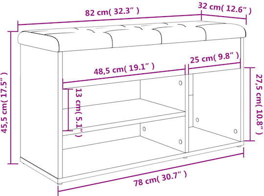 Мебел за Антре с Шкаф за Обувки и Пейка Сив 82x32x45.5см