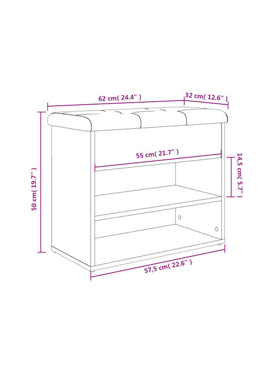 Entry Furniture with Shoe Rack & Bench Smoked Oak 62x32x50cm