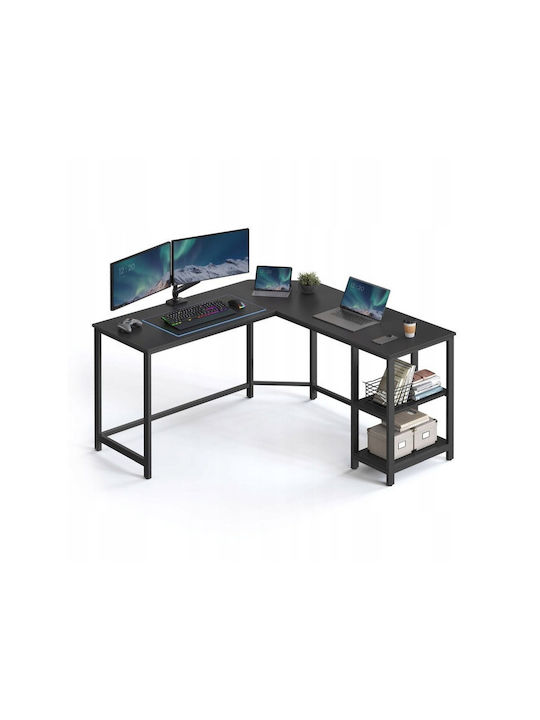 Corner Desk Wooden Black with Metal Legs 138x138x75cm