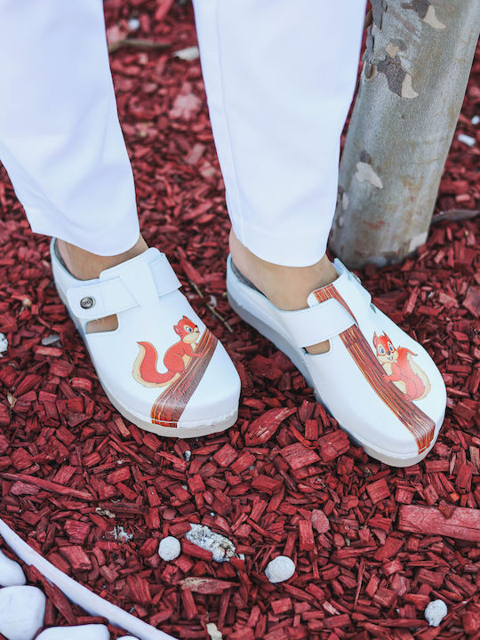 Vesna Anatomisch Clogs White Squirrel Plan