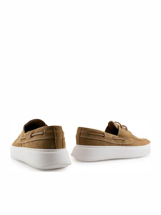 924 Men's Leather Boat Shoes Tabac Brown