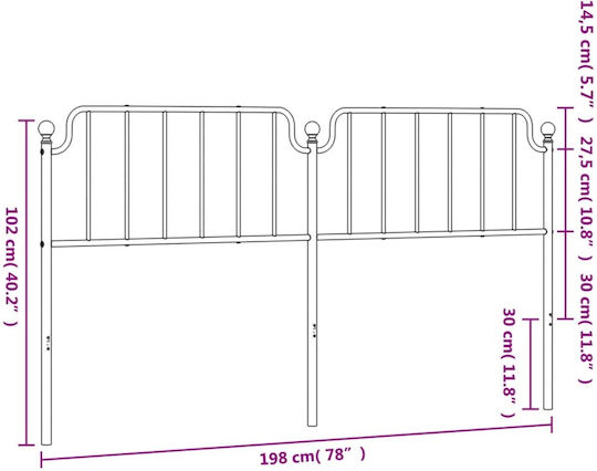 vidaXL Metallic White Bed Headboard 198x102cm