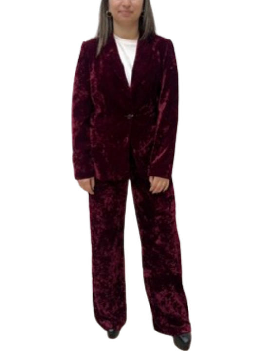 Pennyblack Γυναικείο Βελούδινο Σακάκι Burgundy