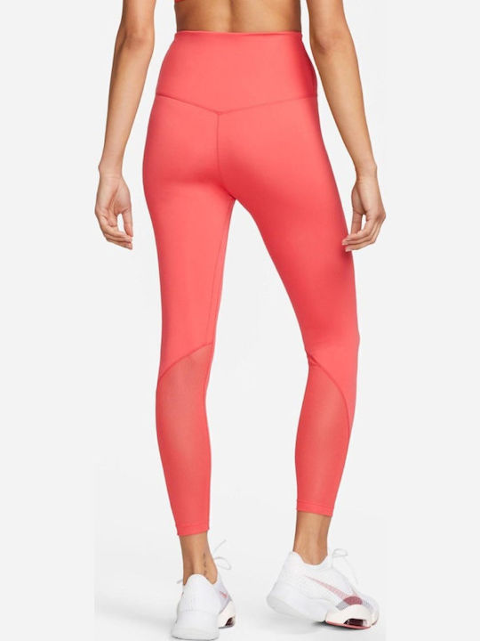 Dri-Fit One Training Γυναικείο Cropped Κολάν Ψηλόμεσο Κοραλι